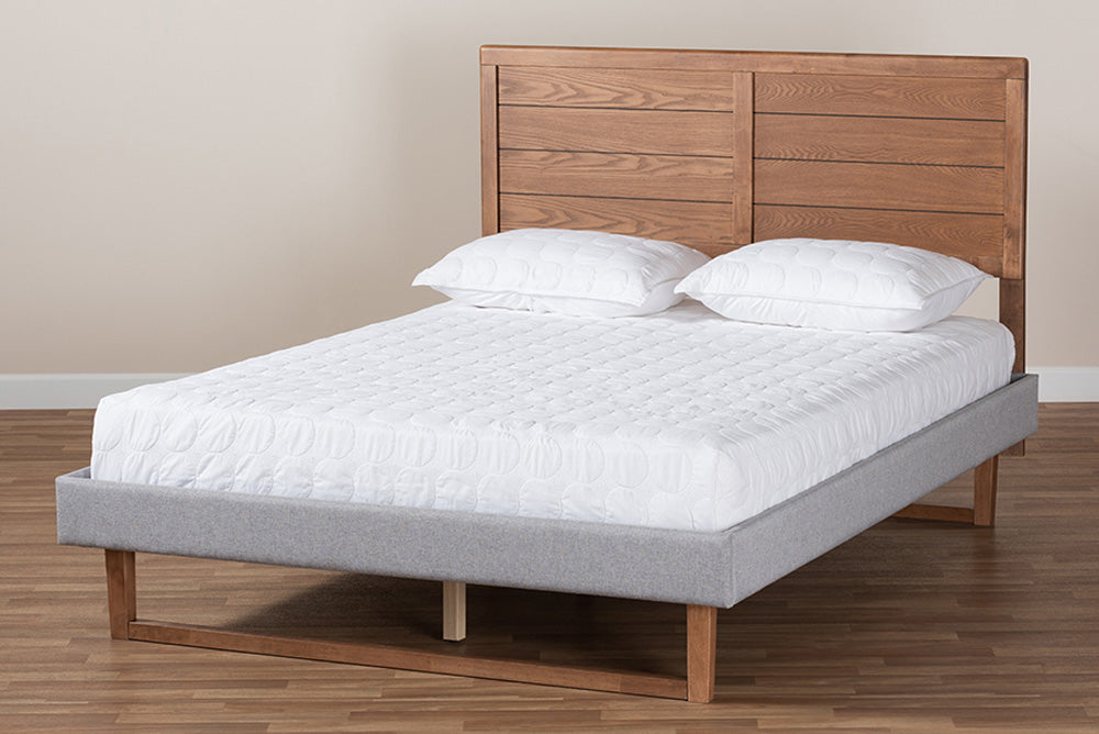 Baxton Studio - Claudia Full Size Bed - Claudia-Light Grey/Ash Walnut-Full view 7