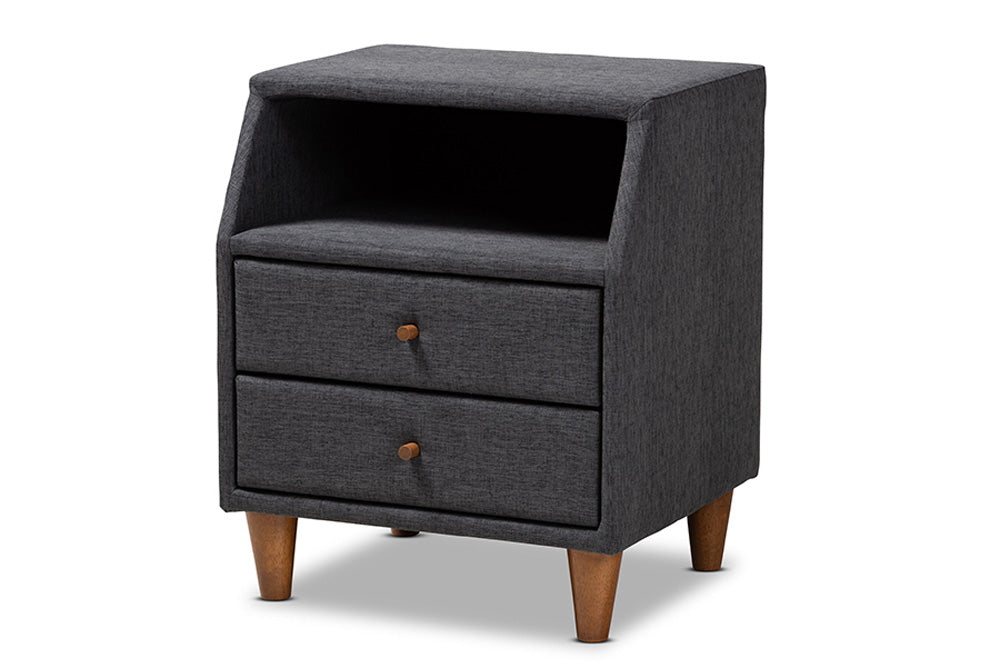Baxton Studio - Claverie Nightstand - BBT3157-Dark Grey-NS view 1