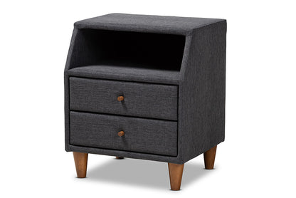 Baxton Studio - Claverie Nightstand - BBT3157-Dark Grey-NS view 1