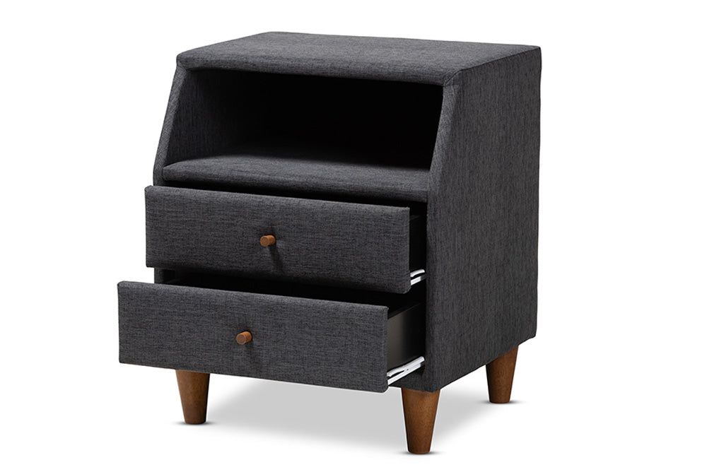 Baxton Studio - Claverie Nightstand - BBT3157-Dark Grey-NS view 2