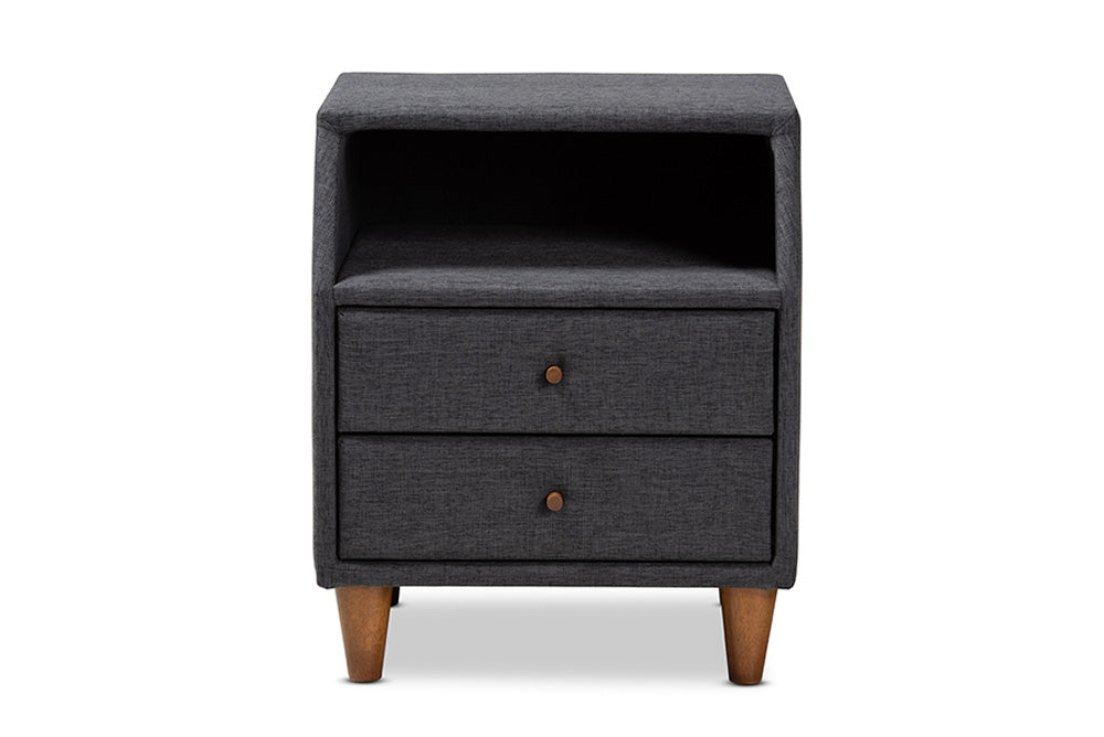 Baxton Studio - Claverie Nightstand - BBT3157-Dark Grey-NS view 3