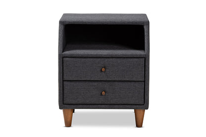 Baxton Studio - Claverie Nightstand - BBT3157-Dark Grey-NS view 3