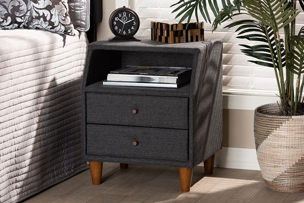 Baxton Studio - Claverie Nightstand - BBT3157-Dark Grey-NS view 5