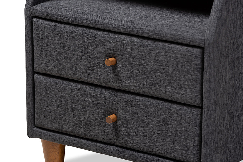 Baxton Studio - Claverie Nightstand - BBT3157-Dark Grey-NS view 6