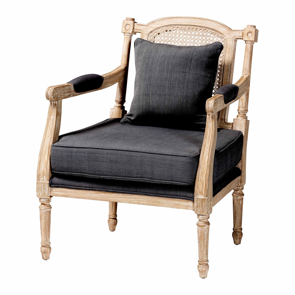 Baxton Studio - Clemence Arm Chair in Grey/Whitewashed Brown - SEA63-Grey Chair view 1
