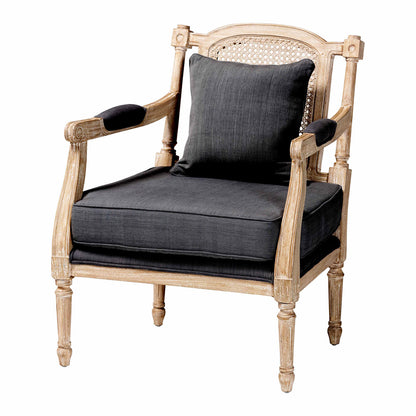 Baxton Studio - Clemence Arm Chair in Grey/Whitewashed Brown - SEA63-Grey Chair view 1