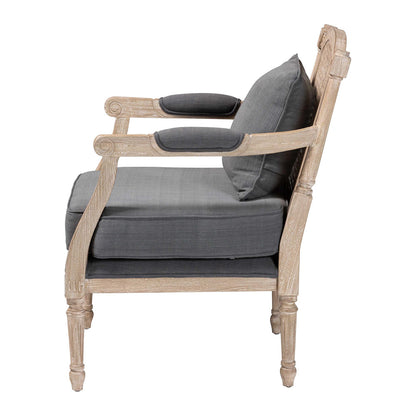 Baxton Studio - Clemence Arm Chair in Grey/Whitewashed Brown - SEA63-Grey Chair view 3