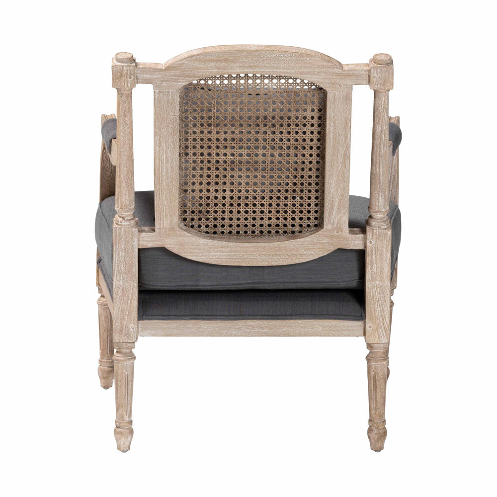 Baxton Studio - Clemence Arm Chair in Grey/Whitewashed Brown - SEA63-Grey Chair view 4