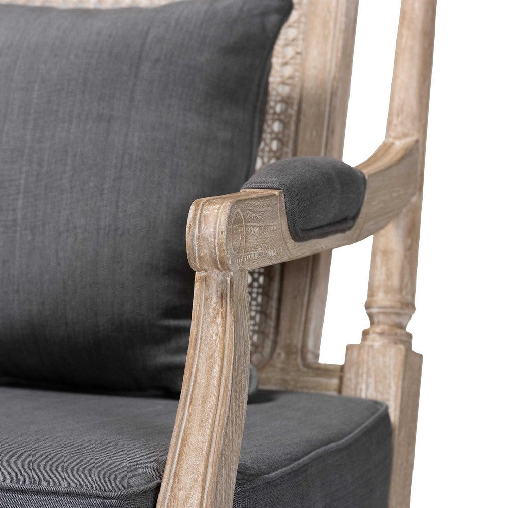 Baxton Studio - Clemence Arm Chair in Grey/Whitewashed Brown - SEA63-Grey Chair view 5