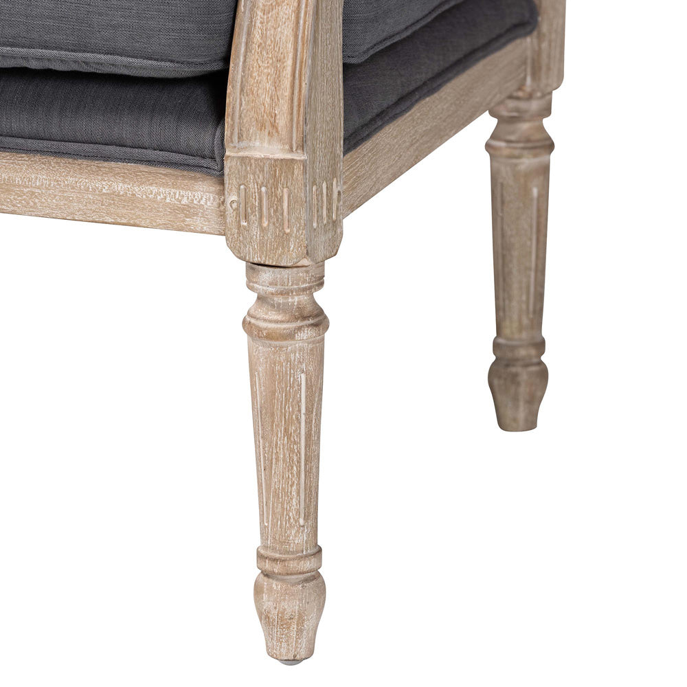 Baxton Studio - Clemence Arm Chair in Grey/Whitewashed Brown - SEA63-Grey Chair view 6