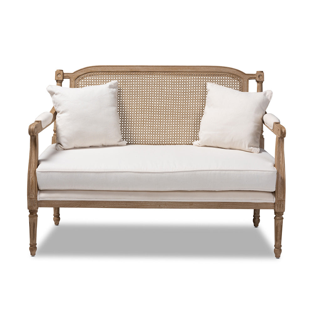 Baxton Studio - Clemence Loveseat in Ivory/Oak - ASS1038-LS view 2