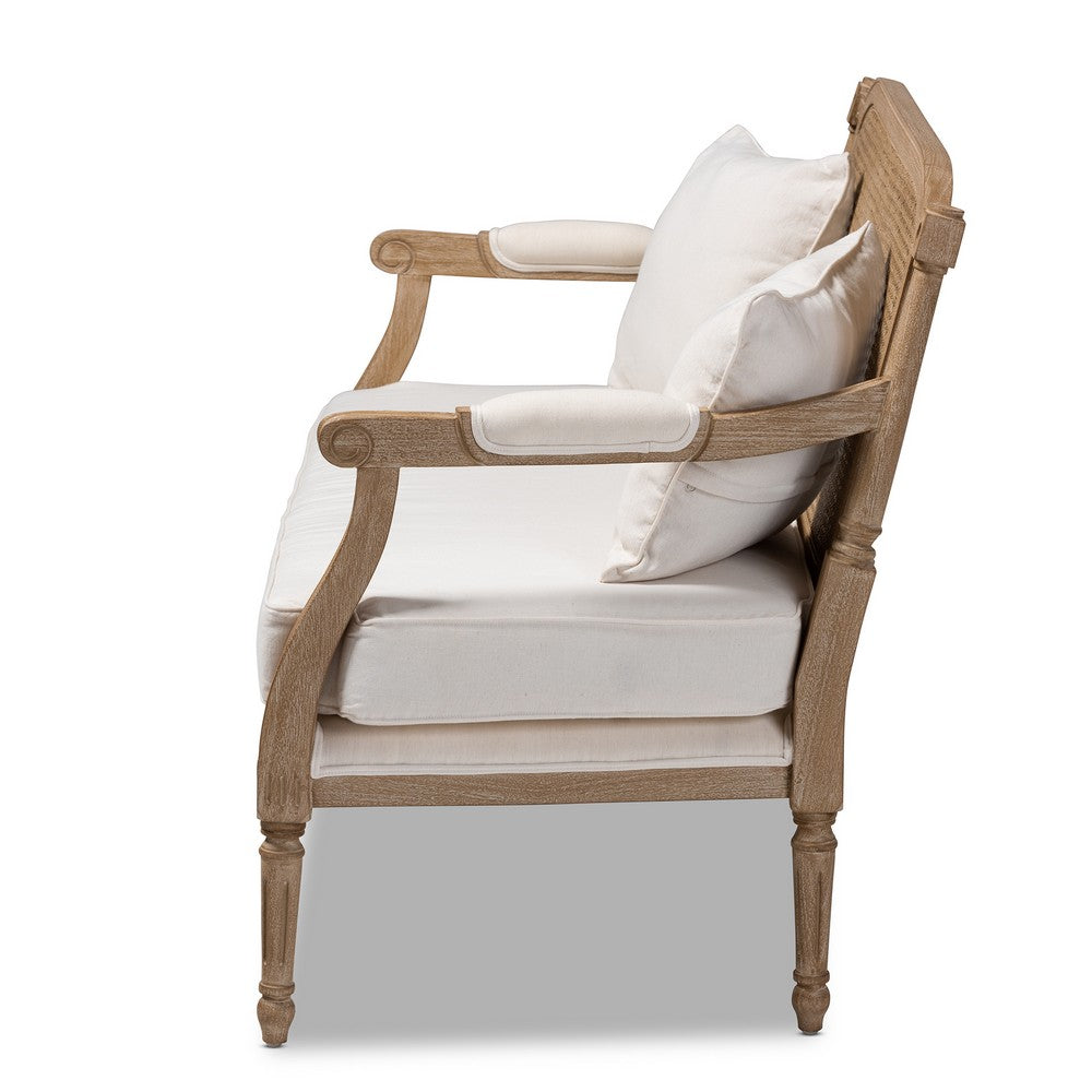 Baxton Studio - Clemence Loveseat in Ivory/Oak - ASS1038-LS view 3