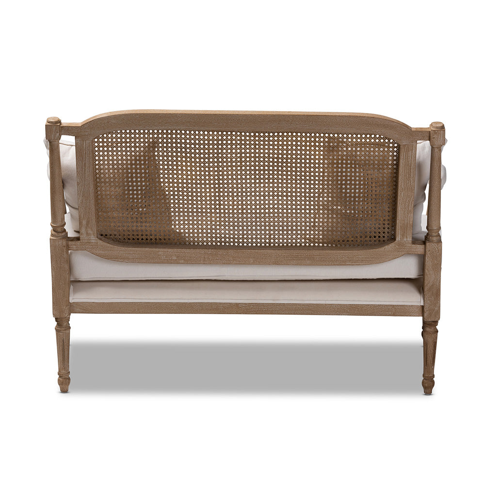 Baxton Studio - Clemence Loveseat in Ivory/Oak - ASS1038-LS view 4