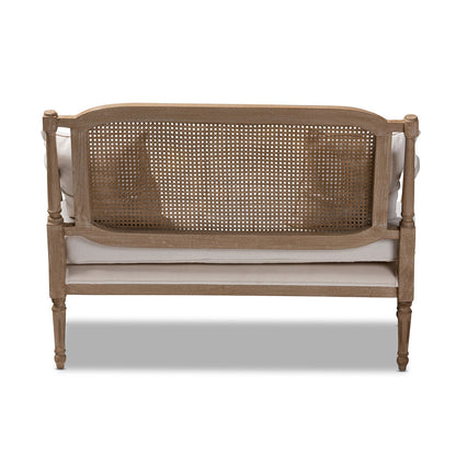 Baxton Studio - Clemence Loveseat in Ivory/Oak - ASS1038-LS view 4