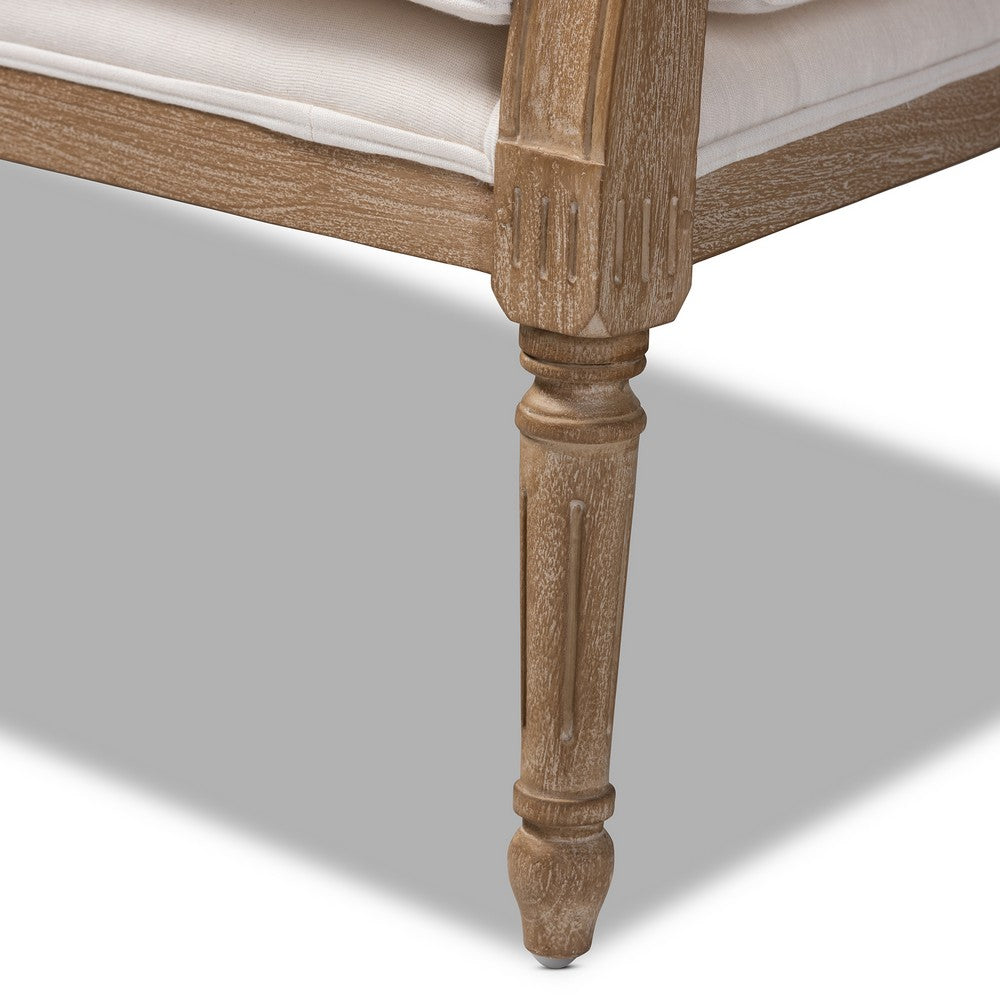 Baxton Studio - Clemence Loveseat in Ivory/Oak - ASS1038-LS view 7