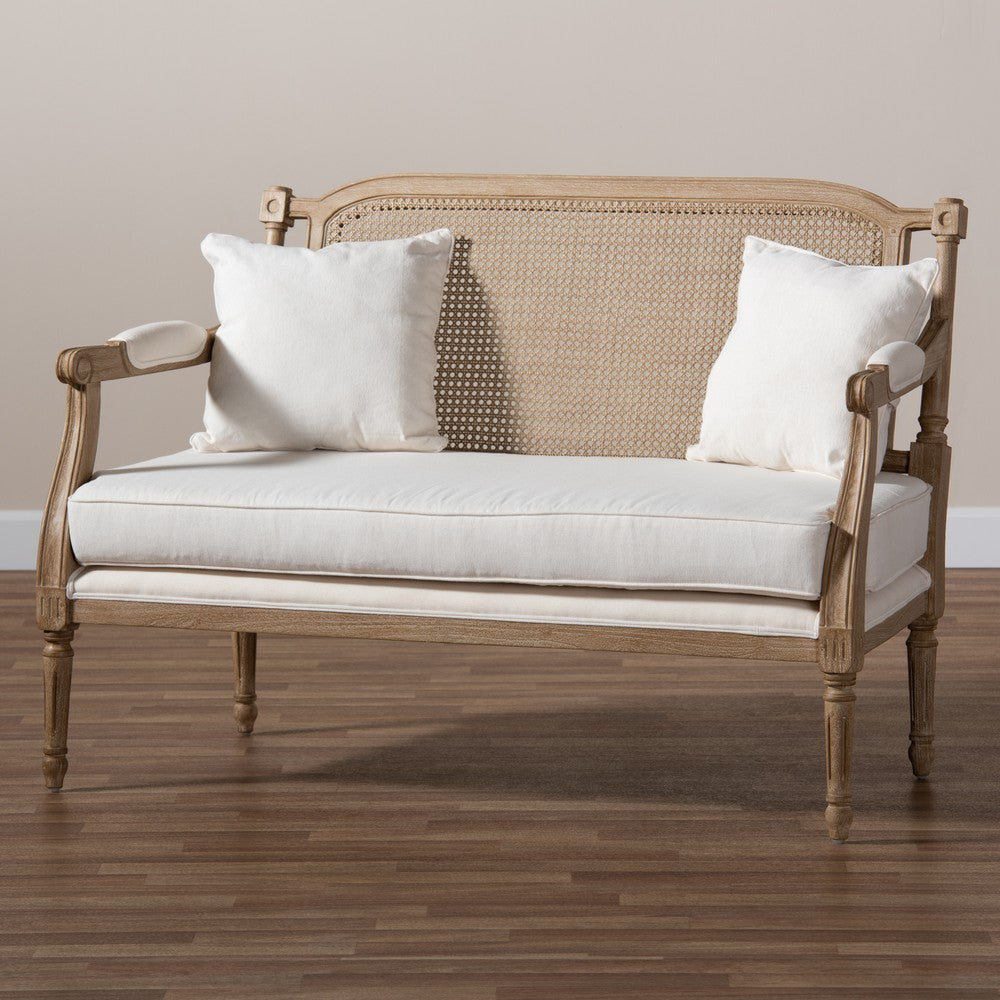 Baxton Studio - Clemence Loveseat in Ivory/Oak - ASS1038-LS view 9