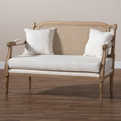 Baxton Studio - Clemence Loveseat in Ivory/Oak - ASS1038-LS view 9