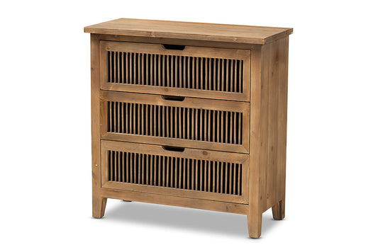 Baxton Studio - Clement Chest - LD19A007-Medium Oak-3DW-Cabinet view 1