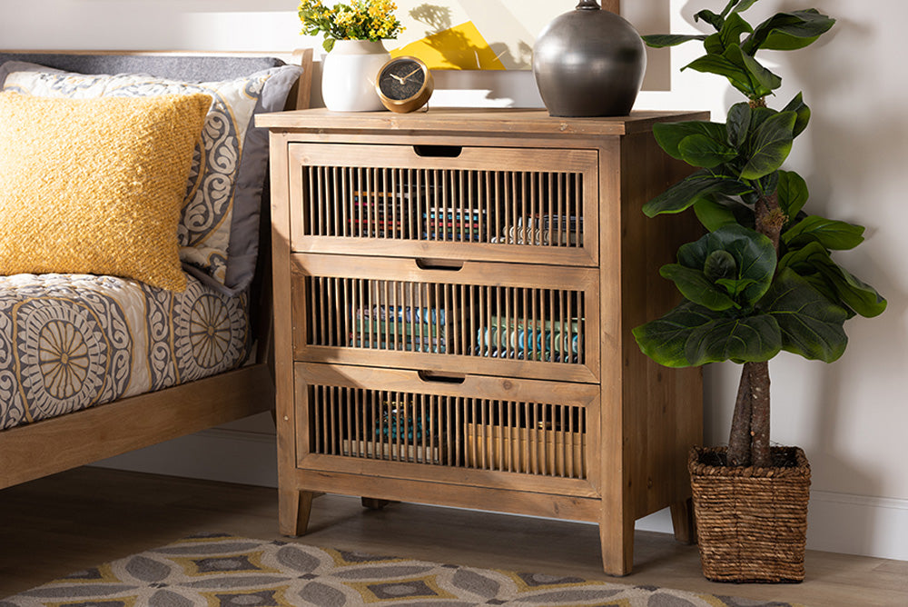 Baxton Studio - Clement Chest - LD19A007-Medium Oak-3DW-Cabinet view 5