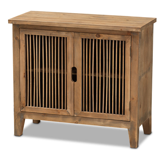 Baxton Studio - Clement Storage Cabinet in Brown - LD19A005-Medium Oak-Cabinet view 1