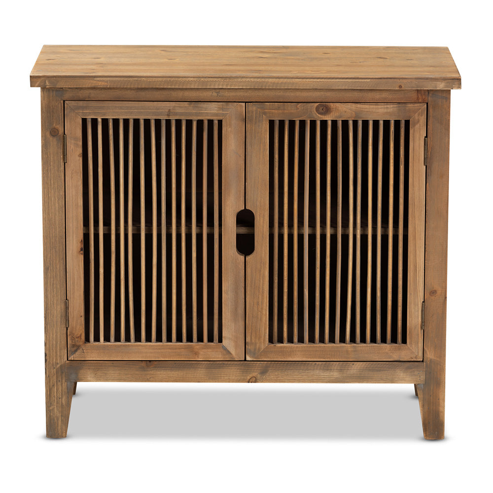 Baxton Studio - Clement Storage Cabinet in Brown - LD19A005-Medium Oak-Cabinet view 3