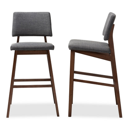 Baxton Studio - Colton Set of 2 Bar Stools in Gray/Walnut - Colton-Dark Grey-BS view 3