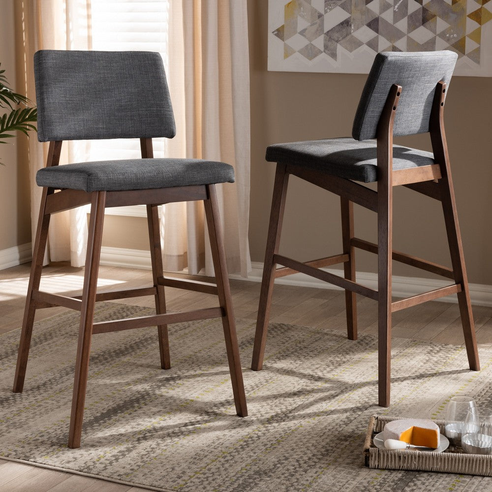 Baxton Studio - Colton Set of 2 Bar Stools in Gray/Walnut - Colton-Dark Grey-BS view 5