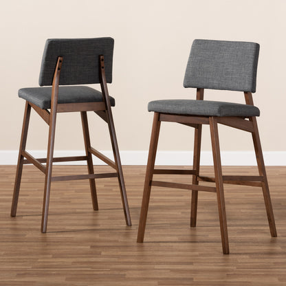 Baxton Studio - Colton Set of 2 Bar Stools in Gray/Walnut - Colton-Dark Grey-BS view 6