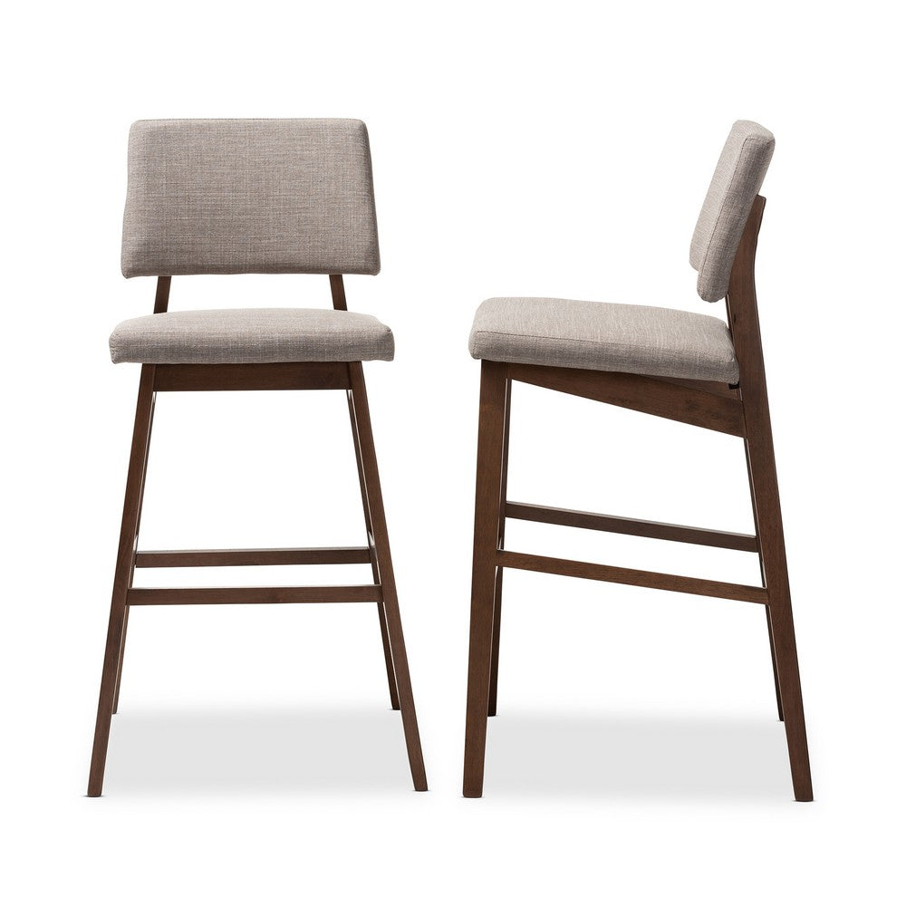 Baxton Studio - Colton Set of 2 Bar Stools in Light Gray/Walnut - Colton-Light Grey-BS view 3