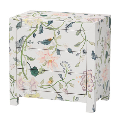 Baxton Studio - Connery End Table in Multicolor/White - JY25A010-Floral Printed Canvas-Wooden-ET view 1