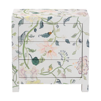 Baxton Studio - Connery End Table in Multicolor/White - JY25A010-Floral Printed Canvas-Wooden-ET view 3