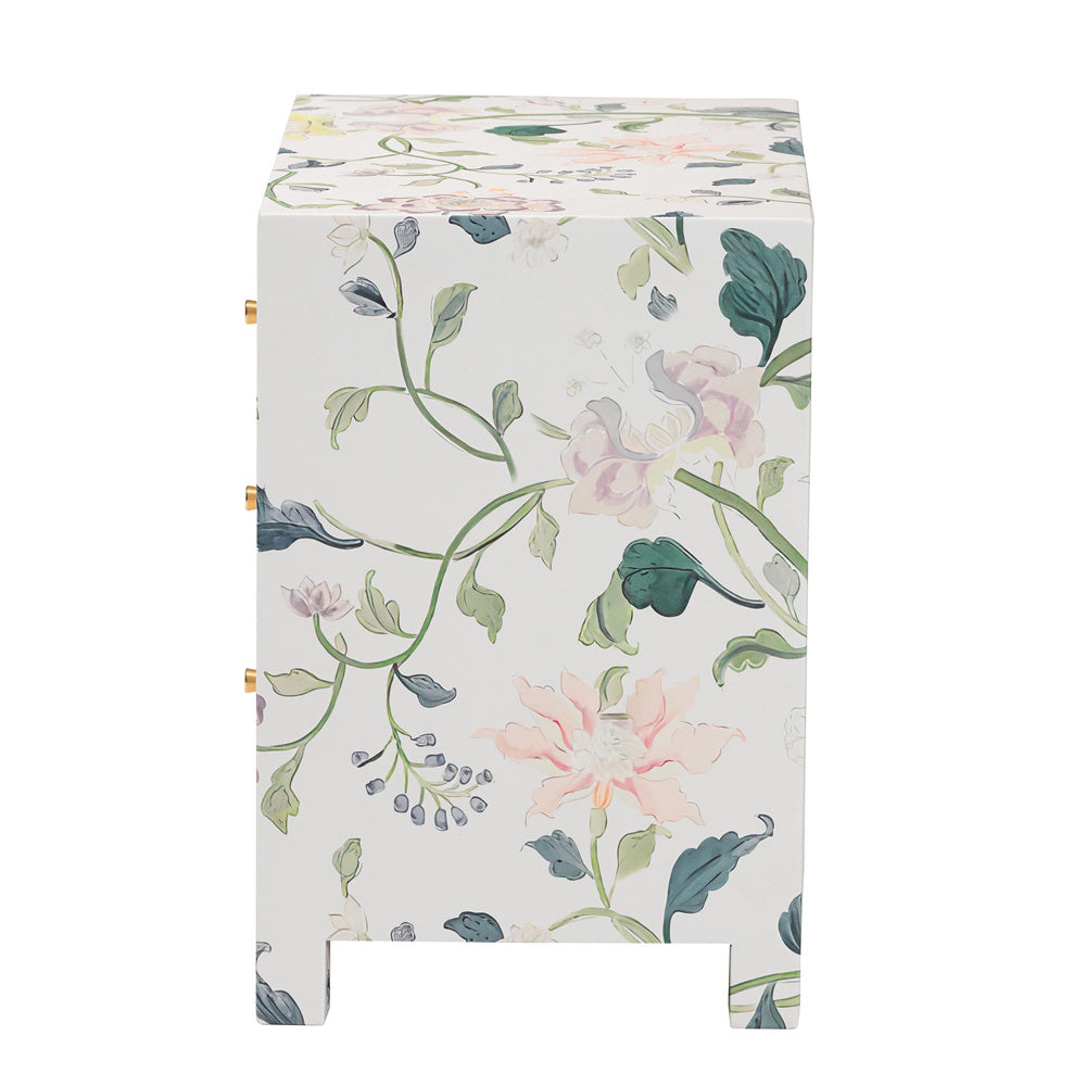 Baxton Studio - Connery End Table in Multicolor/White - JY25A010-Floral Printed Canvas-Wooden-ET view 4