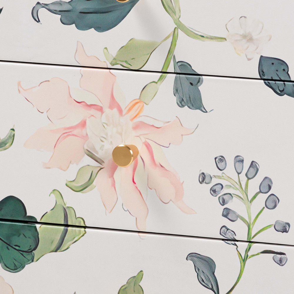 Baxton Studio - Connery End Table in Multicolor/White - JY25A010-Floral Printed Canvas-Wooden-ET view 6
