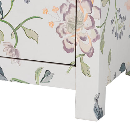 Baxton Studio - Connery End Table in Multicolor/White - JY25A010-Floral Printed Canvas-Wooden-ET view 7