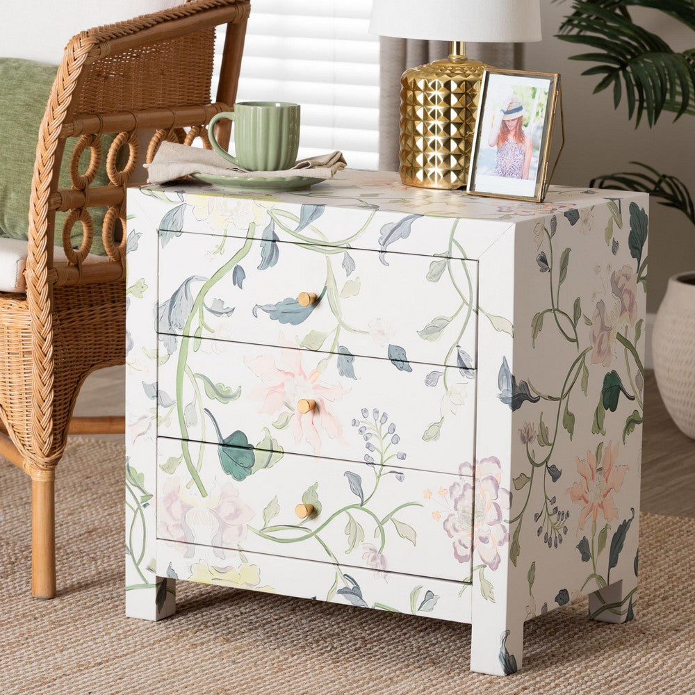 Baxton Studio - Connery End Table in Multicolor/White - JY25A010-Floral Printed Canvas-Wooden-ET view 9