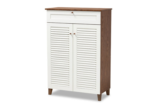 Baxton Studio - Coolidge Shoe Cabinet - FP-03LV-Walnut/White view 1