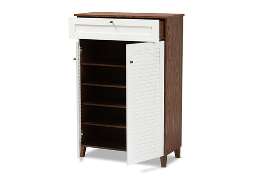 Baxton Studio - Coolidge Shoe Cabinet - FP-03LV-Walnut/White view 2