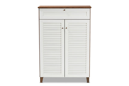 Baxton Studio - Coolidge Shoe Cabinet - FP-03LV-Walnut/White view 3