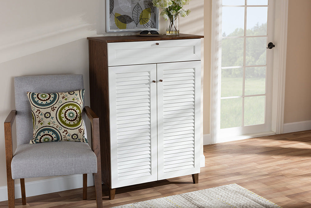 Baxton Studio - Coolidge Shoe Cabinet - FP-03LV-Walnut/White view 5