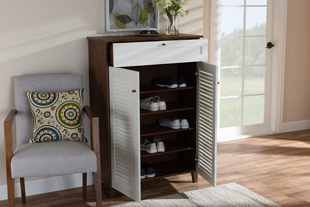 Baxton Studio - Coolidge Shoe Cabinet - FP-03LV-Walnut/White view 8