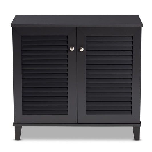 Baxton Studio - Coolidge Shoe Cabinet in Gray - FP-01LV-Dark Grey view 2