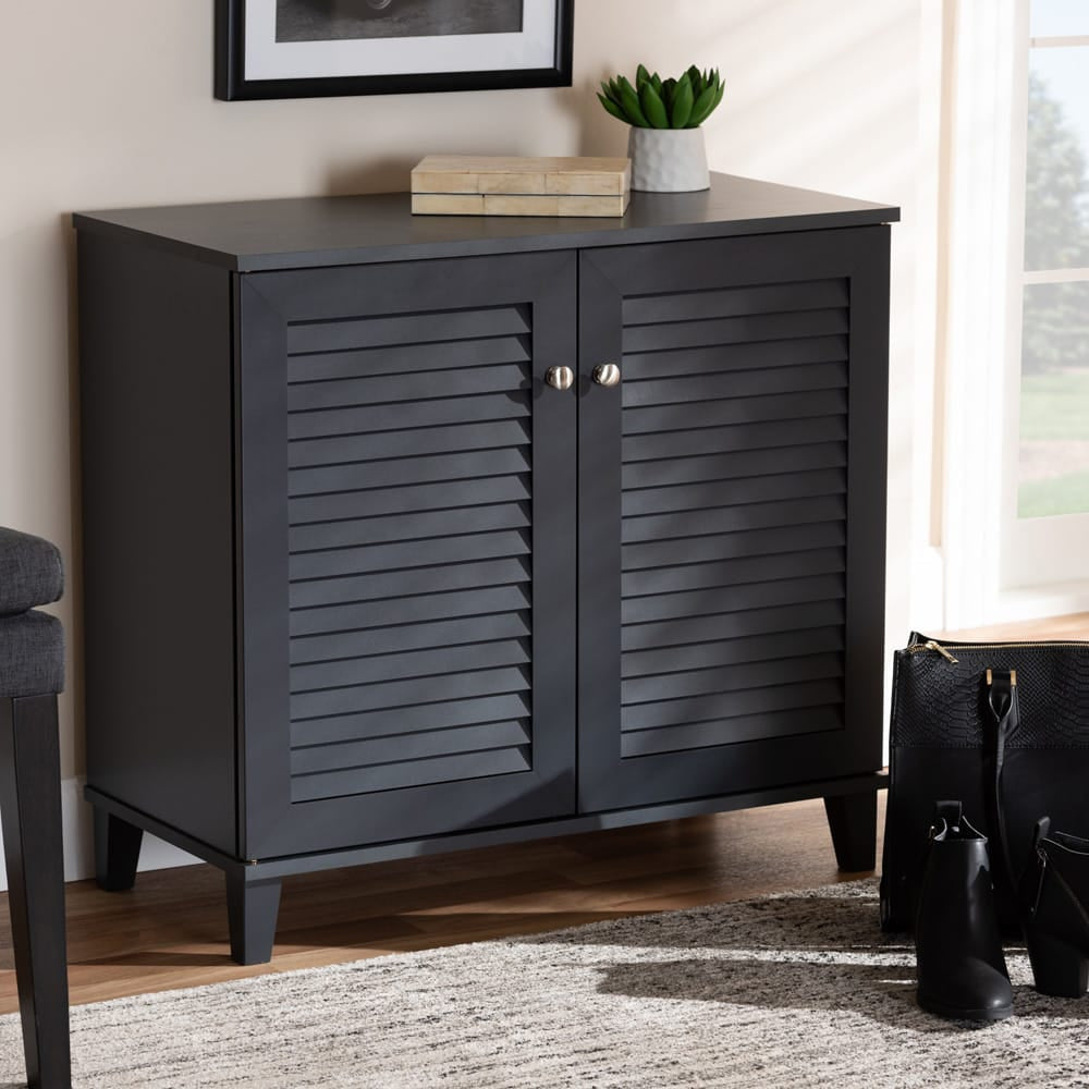 Baxton Studio - Coolidge Shoe Cabinet in Gray - FP-01LV-Dark Grey view 9
