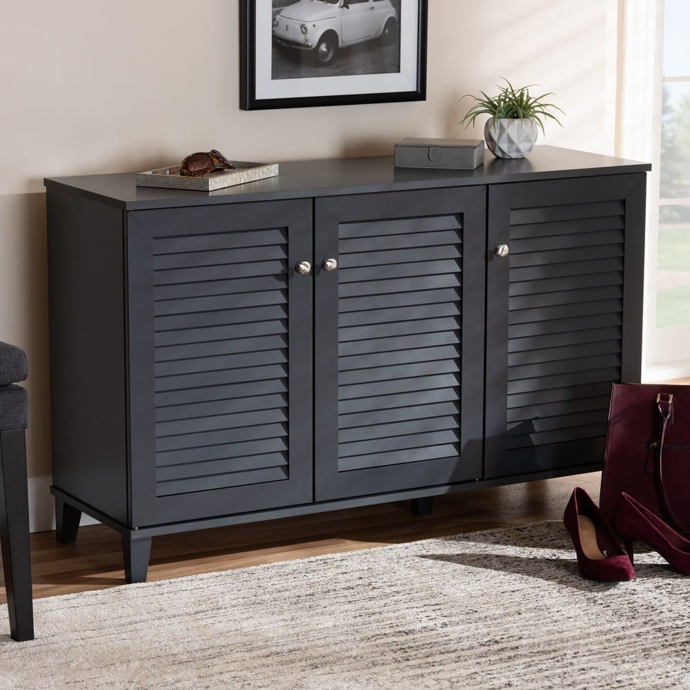 Baxton Studio - Coolidge Shoe Cabinet in Gray - FP-04LV-Dark Grey view 8