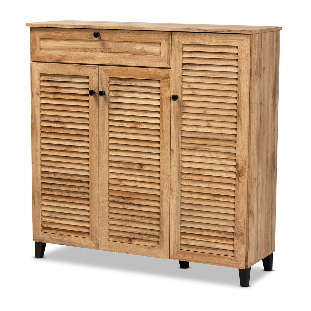 Baxton Studio - Coolidge Shoe Cabinet in Oak Brown/Black - FP-05LV-Wotan Oak view 1