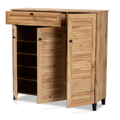 Baxton Studio - Coolidge Shoe Cabinet in Oak Brown/Black - FP-05LV-Wotan Oak view 2