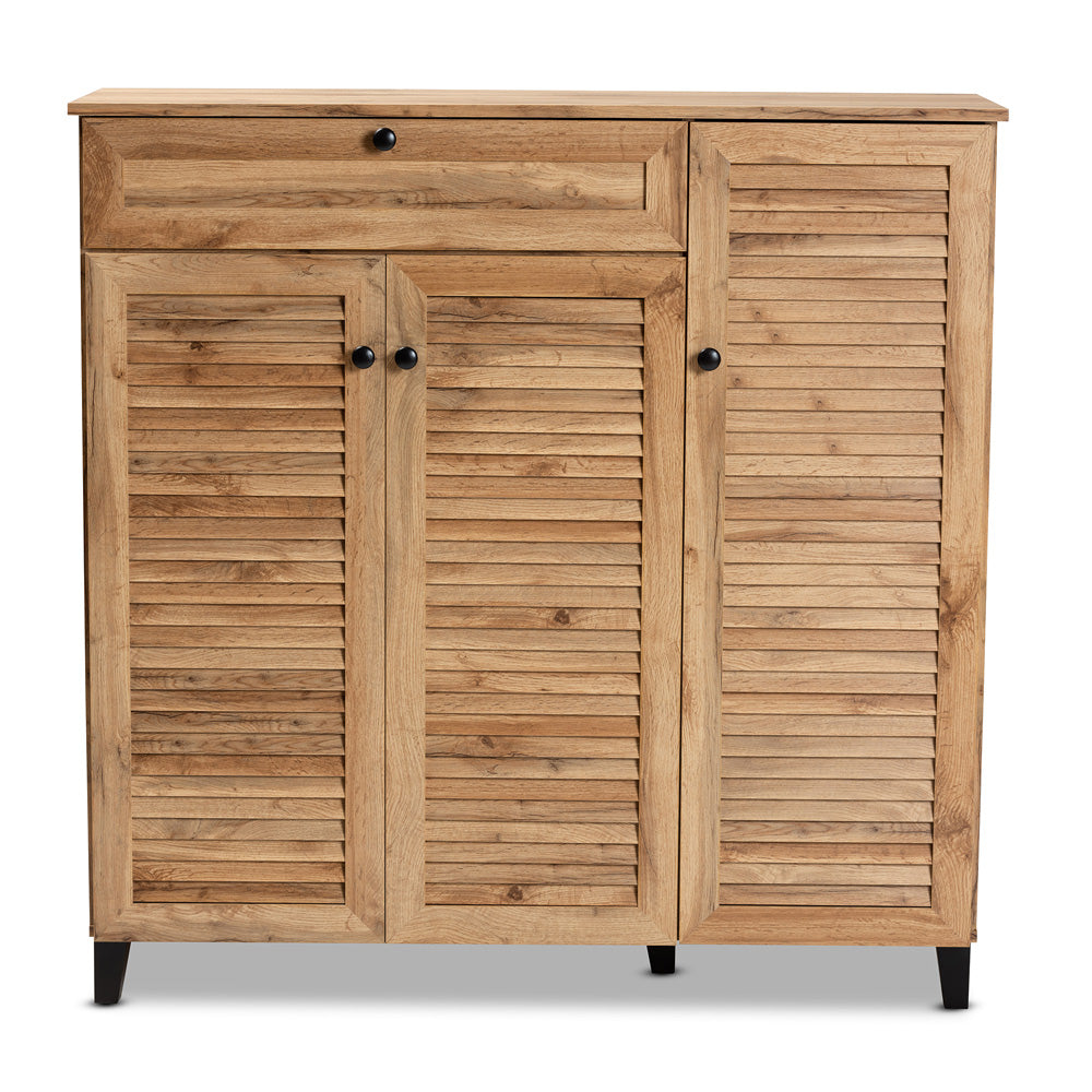 Baxton Studio - Coolidge Shoe Cabinet in Oak Brown/Black - FP-05LV-Wotan Oak view 3