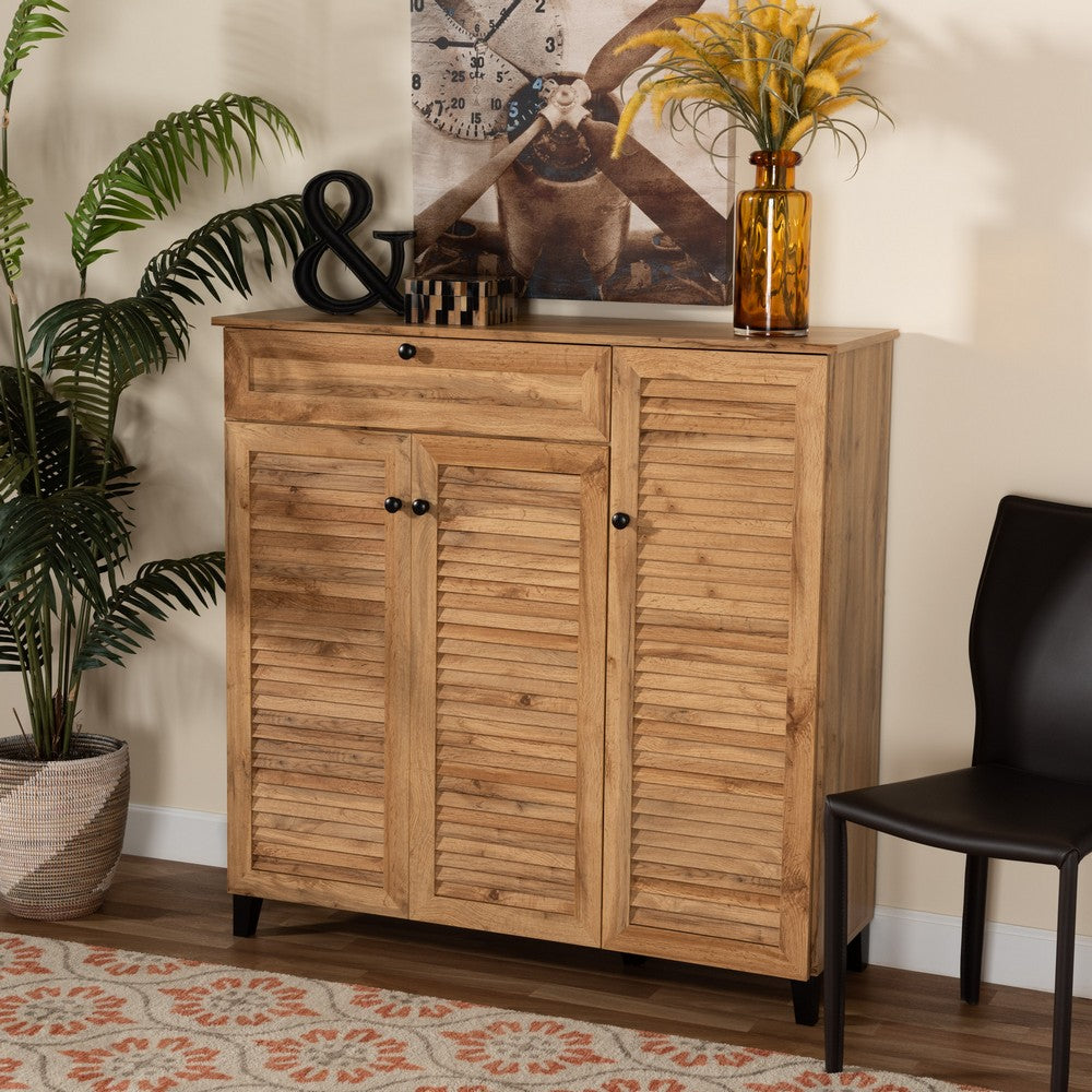Baxton Studio - Coolidge Shoe Cabinet in Oak Brown/Black - FP-05LV-Wotan Oak view 8