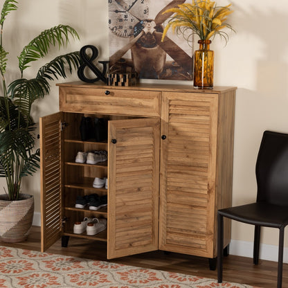 Baxton Studio - Coolidge Shoe Cabinet in Oak Brown/Black - FP-05LV-Wotan Oak view 9