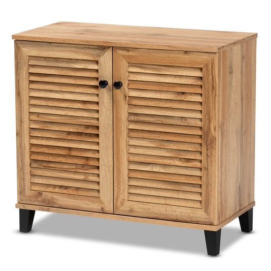 Baxton Studio - Coolidge Shoe Cabinet in Oak Brown/Dark Brown - FP-01LV-Wotan Oak view 1