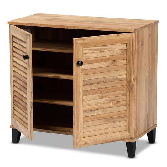 Baxton Studio - Coolidge Shoe Cabinet in Oak Brown/Dark Brown - FP-01LV-Wotan Oak view 2